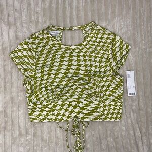 Urban Outfitters Olive Houndstooth Crop Top